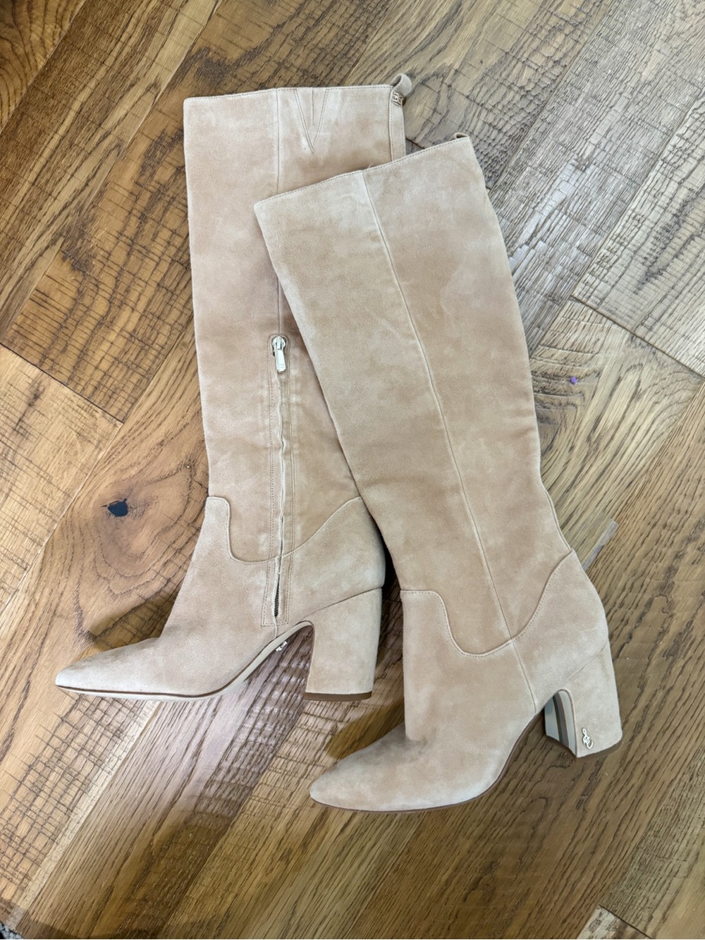 Sam Edelman Knee-High Suede Boots in Light Taupe